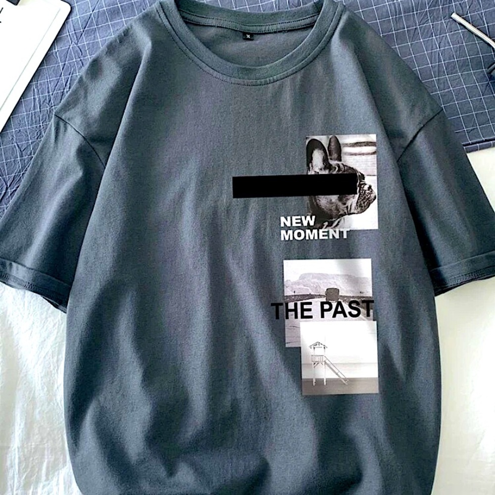 Men Dog And Letter Graphic Tee